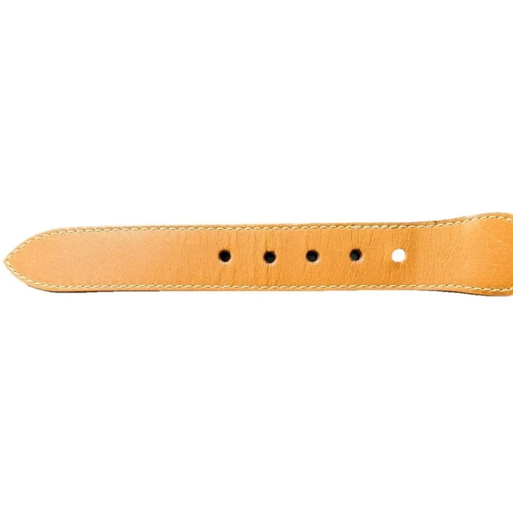 L.L. Bean NAVY Surcingle Full Grain Leather Belt Silver Buckle USA Made‎ Size 44